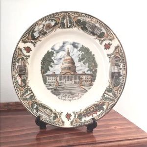 Vintage THE CAPITOL Washington, D.C. 7.5” Souvenir Plate +6 Points of Interest